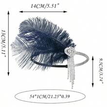 1920s Flapper Headpiece Navy Blue Gatsby Headband 20s Headpiece Women Roaring 20s Accessories Great Gatsby Party Hair Decoration - Màu xanh lam - Xem 5