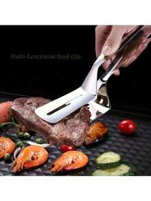 1 Pc 410 Stainless Steel Grill Tongs - Heat Resistant & Locking Food Tongs For BBQ, Kitchen, Flipping Steak