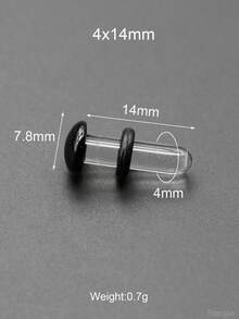 2 piezas de 14G-00G 10mm Grandes pendientes de aro de vidrio liso transparente con cabeza de hongo negra y anillos de silicona. Túneles y tapones de oreja de vidrio liso. Pendientes de barbell rectos para lóbulo, hélix, trago y cartílago. Pendientes de aro para mujeres y hombres, joyas corporales para regalo.