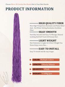 Long Micro 3X Pre-Looped Synthetic ZIZI Braids 24 30 Inch Thin Small Box Braid Crochet Twisted Hair Synthetic Braids Hair Extension For Women Girls Fashion Party Cosplay Hallowmas Christmas New Year - Multicolor - View 5