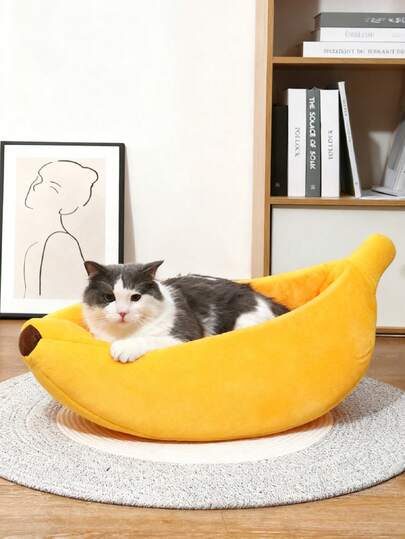 PETSIN 1 件，多色可选，大/小号，新款香蕉形冬季保暖加厚宠物床，带盖，封闭式猫床，狗床，适合小型和中型猫狗室内睡眠，耐用，可手洗。S 码，适合幼猫、幼犬和其他小型宠物及动物，狗狗，猫咪，聊天室，幼犬饲养，狗床，Nourris Top Chiot，狗狗配件，Casa Dei Cuccioli，猫床，