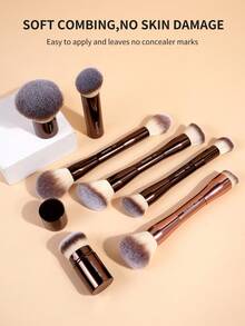 MAANGE 23pcs Makeup Brush Set, Includes 20pcs Professional Travel Makeup Brushes, 2pcs Accessories And 1pc Storage Bag. Set Contains: Powder Brush, Blush Brush, Concealer Brush, Contour Brush, Nose Brush, Eyeshadow Brush, Eyebrow Brush, Eyeliner Brush, Highlighter Brush, Face Brush, Foundation Brush, Detail Brush. Essential For Home Or Travel, Ideal Gift For Friends And Family - Brown - View 6