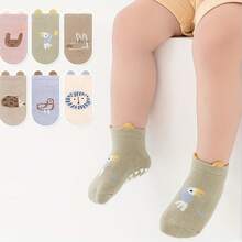 6双婴幼儿防滑袜，柔软舒适，亲肤，儿童步行袜，适合所有季节，男孩和女孩，柔软面料，卡通图案，多种颜色可选