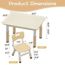 Kids Table And Chair Set,Toddler Table And Chair Set,Height Adjustable Children Activity Table With Graffiti Desktop,Non-Slip Legs For Ages 2-10,For Daycare Classroom Home - Color de la madera - Ver 3
