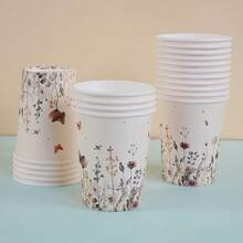10/50/100pcs Floral Patterned 9oz Paper Cups, Flower Theme Disposable Bathroom Cups, Rinse Cups, Paper Cups, Disposable Drinking Cups For Party, Home And Office Use, Gifts For Guests, Friends, Disposable Coffee Cups, Water Cups, Juice Cups, Candy Snack Cups, Bridal Shower Favors, Party Supplies, Suitable For Various Festivals And Parties, Party Decorations - Multicolor - View 3