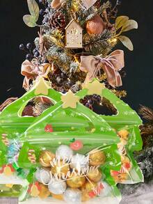 15pcs Christmas Tree Christmas Gift Bags With Reusable Seals, Uniquely Shaped Christmas Gift Bags With Handles, Christmas Snack Bags, Candy Cookie Chocolate Goodie Bags, Christmas Packaging Bags Suitable For Holiday Parties And Decorating Little Gifts. ...