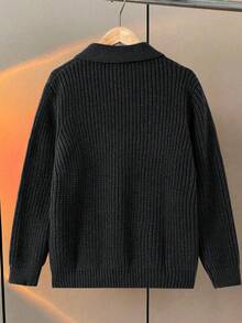 1pc Teen Boy's Solid Klein Blue Minimalist Casual Versatile Commuting Sweater, Autumn/Winter