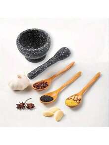 1 set kvarnskål, vitlökspressskål för kök, mathackare, multifunktionell kvarn i PP-material, vitlökspress, krydd- och örtverktyg och restaurangkökskvarn för spannmål och kosttillskott - Multifärgad - Visa 7