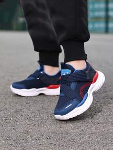 Boys' Simple Casual Style All-Season Non-Slip Wear-Resistant Lightweight Breathable Versatile Low-Top Children's Shoes Flat Shoes Running Sneakers - Màu xanh hải quân - Xem 3