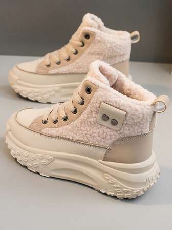 1 Pair High-Quality Women's Winter Multifunctional Fashion Casual Thermal-Lined Thick Sole High-Top Snow Boots, Outdoor Sports Casual Shoes, Daily Matching Casual Shoes, Hiking Boots