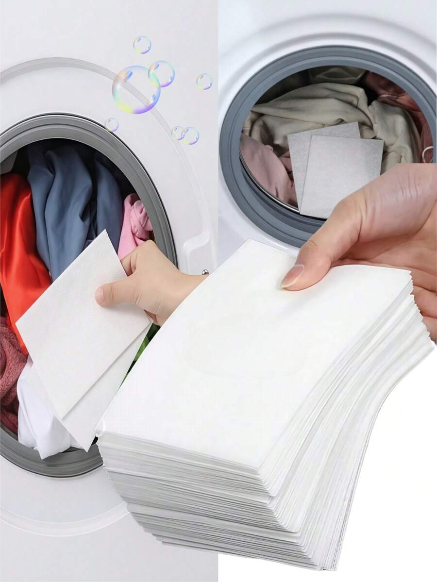 200 pièces Papier absorbant les couleurs, Feuilles de lessive anti-teinture, Convient pour machine à laver, Nettoyage des vêtements, Feuilles absorbantes de couleur. 50/100/200 pièces - Multicolore - Voir 1