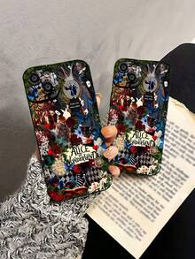 Funda para teléfono con diseño de Alicia en el País de las Maravillas, ideal para iPhone 16, 15, 14 Pro Max, 13, 12, 11, XR y XS Plus. Fabricada en silicona TPU, ofrece protección contra golpes y caídas, además de una excelente sensación al tacto. Es el regalo ideal para familiares, amigos y seres queridos. - Negro - Ver 4