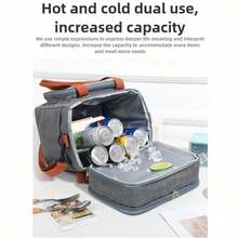 1PC Set Of Multi-Purpose Insulated Food Tote Bag With Multiple Colors And Double-Layer Heat-Resistant Lunch Bag, Suitable For Hot Dishes And Cold Drinks, Student School Supplies, Office Lunch Bags Or Home Picnic Coolers, Practical Household Items And Gift Creativity - Hai lớp màu xám - Xem 5