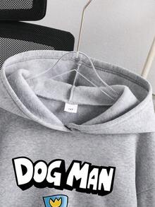 Tween Boy Cartoon Animal Print Warm Sweatshirt - Grey - View 3