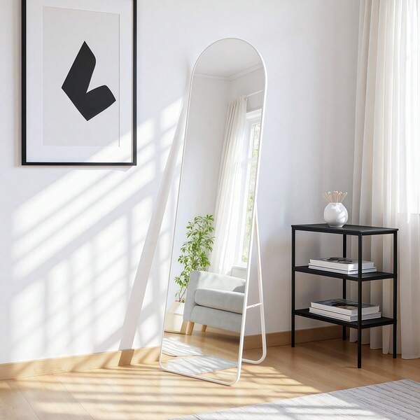 Arch-Shaped Shatterproof Full-Length Mirror Full-Length Standing Mirror Full-Length Mirror Standing Mirror Approx. 150cm Full-Length Mirror Shatter-Resistant Aluminium Frame Framed Arch Mirror Wall Mirror Stylish And Simple Orca
