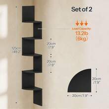 Corner Wall Mounted Shelves, Multi-Layer Open Bookshelf, Triangle Corner Storage Rack - Multicolor - View 10