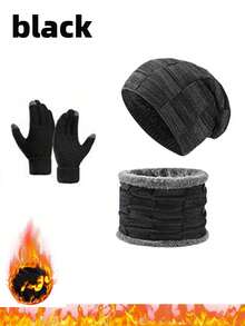3-Piece Winter Warm Set: Knit Hat, Warm Gloves, Neck Warmer - Ultimate Cold Weather Protection For Outdoor Adventures, Suitable For Winter Outdoor Activities, Cycling, Shopping, Skiing, Sports, Christmas Gifts, Unisex