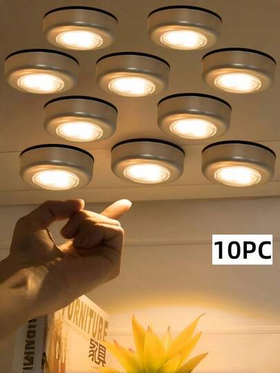 1 pieza/4 piezas/6 piezas/10 piezas Luz de armario, Luz nocturna de dormitorio, Luz táctil, Luz LED autoadhesiva para cama, Accesorio para dormitorio de estudiante, Luz táctil, Luz de emergencia, Luz de gabinete, Luz de mesita de noche (Luz cálida, Luz amarilla)