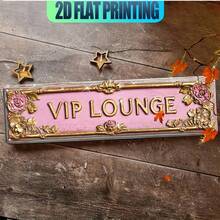2D Flat Printing - 1pc Retro Metal High-Quality Aluminum Sign 'VIP LOUNGE' Fashionable Wall Art Plaque, Printing Pre-Drilled Holes - Home Decoration, Bathroom, Kitchen, Family, And Gothic Style Wall Decoration Or As A Unique Poster, 3.94 X 15.75 Inches (10x 40cm )