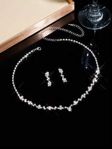 1 Set Of Fashion Jewelry, Including Necklaces, Earrings, Bracelets, Suitable For Women's Daily Wear, Weddings, Parties, Etc. - Silver - View 16