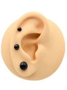 2 piezas de 14G-00G 10mm Grandes pendientes de aro de vidrio liso transparente con cabeza de hongo negra y anillos de silicona. Túneles y tapones de oreja de vidrio liso. Pendientes de barbell rectos para lóbulo, hélix, trago y cartílago. Pendientes de aro para mujeres y hombres, joyas corporales para regalo.