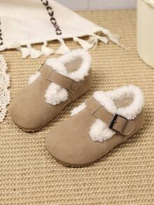 幼儿男童/女童防滑软底毛绒保暖休闲平底鞋，适合秋冬季