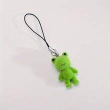 1 Cute Green Frog Charm Phone Strap - Resin Animal Keychain With Black String, Durable And Fashionable Accessory, Suitable For Keys, Bags And Phones, Perfect For Phone Decoration And Lanyard Use, Cute Phone Accessories, Bag Charms, Playful Design, Smooth Texture, Phone Charms, Fashion Lovers, Package Decoration, Fashion Accessories, Lightweight Accessories, Decorative Accessories, Fashion Lovers - ếch nhồi bông - Xem 1