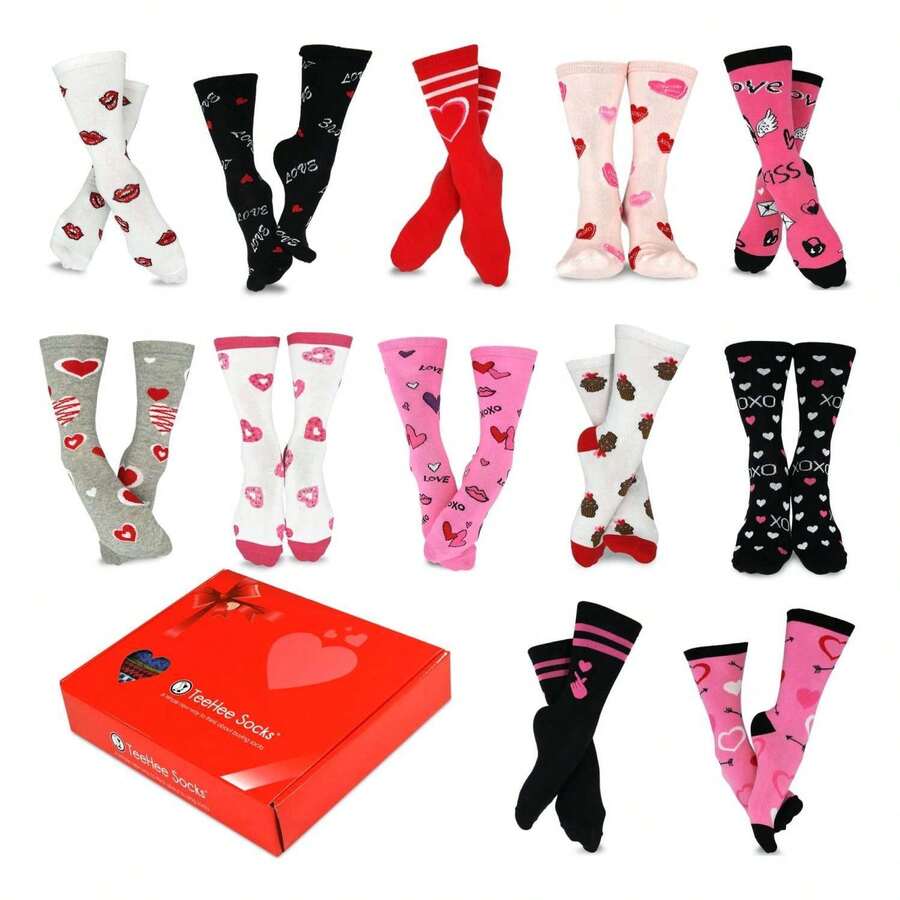 Women's Cotton Crew Socks 12 Pairs Gift Box - Mother's Day Socks, NoveltySocks 9-11 - 如圖684 - 查看 1