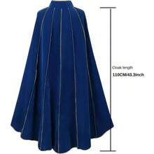 Women's Medieval Cloak Renaissance Velvet Cape With StandUp Collar Queen Princess Costume Halloween Christmasgift - Màu xanh lam - Xem 2