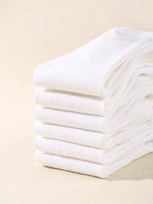 6 Pairs Baby Solid White Warm Soft Over-The-Knee Long Socks, Soft & Comfortable, Autumn/Winter