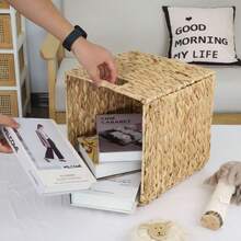 1pc Hand Woven Storage Basket, Large Multifunctional Storage Basket, Woven Cubic Basket For Living Room, Bedroom, Home Storage, Kitchen, Dormitory, Office, Storage, Cosmetic Storage Box, Storage Box, Basket, Organization And Storage, Basket, Room Storage, Storage, Storage Box, Trash Can, Gift Basket, Gift Box, Gift Basket, Wall Cabinet, Decorative Home Decor, Kitchen Accessories