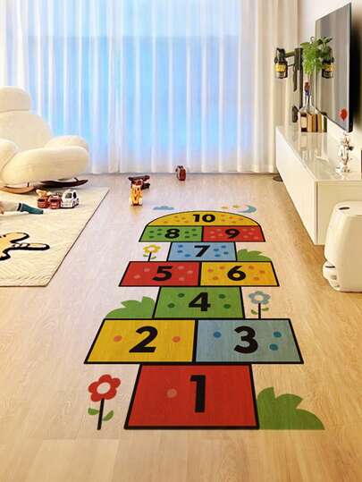 1pc Kids Cartoon Hopscotch Number Sticker, Creative Cartoon Funny Number Floor Decor For Children's Room, Kindergarten