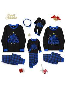 Family Matching Christmas Pajamas Star Print Top  Plaid Pants Xmas Loungewear Sleepwear Matching Christmas Pajamas For Men Women - Kids - 查看 10