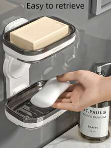 1 pièce Porte-savon blanc à couche simple / 1 pièce Porte-savon blanc à double couche : Porte-savon mural pour salle de bain à domicile (sans perçage). Il s'agit d'un porte-savon mural sans perçage (disponible en options à couche simple et à double couche) convenant pour les salles de bain à domicile.