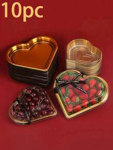 10/5/1 包心形塑料托盘，带盖 - 可重复使用大容量零食容器，适用于水果、寿司、蔬菜、沙拉、奶酪拼盘和派对 - 圣诞节、情人节、复活节、母亲节、父亲节、毕业典礼等场合的完美礼物，派对开胃菜收纳盒 | 优雅呈现 | 便捷收纳方案，食物盛放托盘，圣诞节最佳之选