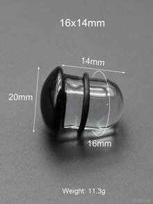 2 piezas de 14G-00G 10mm Grandes pendientes de aro de vidrio liso transparente con cabeza de hongo negra y anillos de silicona. Túneles y tapones de oreja de vidrio liso. Pendientes de barbell rectos para lóbulo, hélix, trago y cartílago. Pendientes de aro para mujeres y hombres, joyas corporales para regalo.