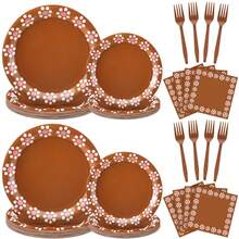 96 Pcs Mexican Party Supplies Platos De Barro Mexicanos Fiesta Paper Plates Napkins Forks Cielito Lindo Tableware Set For Picnic Birthday Wedding Baby Shower Decorations, Serve 24(Pink) - Hot Pink - View 8