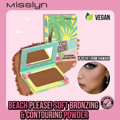  MISSLYN - Beach Please！柔和古铜修容粉，哑光古铜粉，显色度高，质地细腻柔滑，自带镜子，面部修容古铜粉，持久妆效，轻盈透气，易于上妆，彩妆品牌，面部彩妆，适合女性和女孩，冬季必备，Y2K风格，时尚百搭，生日礼物、情人节礼物、派对必备、新年礼物，最佳色号，无动物实验，纯素配方。