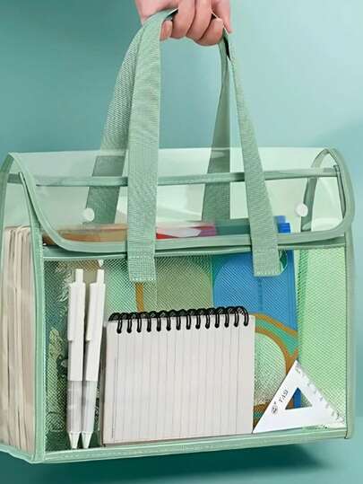 Thickened Handbag File Bag A4 Transparent Waterproof Durable Student Exam Tutoring Test Paper Homework Book Storage Bag