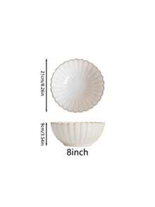 1 件陶瓷贝壳形复古碗，适合日常家居使用、餐具、聚会/派对、早餐、水果、乔迁礼物、学校用品