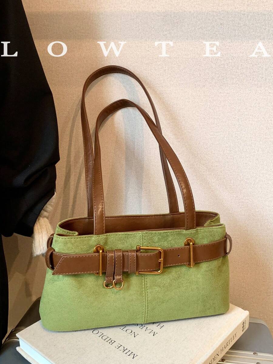 1 Túi đeo vai vải da lộn trơn màu Low Tea, Túi đeo vai vuông thời trang cổ điển dành cho nữ có quai xách đôi, Khóa kéo, Thích hợp cho du lịch, mua sắm, hẹn hò, làm quà tặng cho phụ nữ, Tuyệt vời khi đi làm, ngoài trời, du lịch, đi bộ đường dài