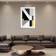 European Inspired Abstract Canvas Painting Black, White Orange Palette, Ideal Wall Decor For Living/Dining Room Lobby