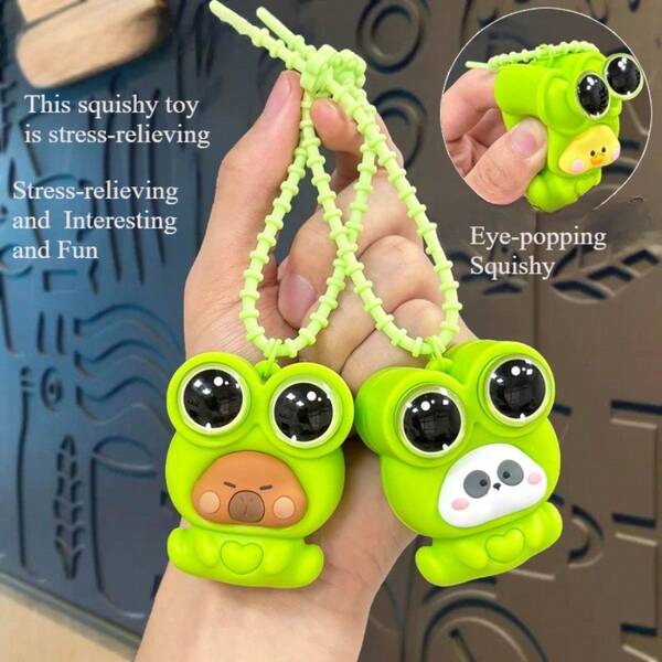 1 peça de chaveiro com pingente de boneca de apertar em formato de sapo para alívio do estresse, acessório exclusivo e fofo para mochila, enfeite de boneca de pelúcia para mochila de estudante, presente para homens e mulheres