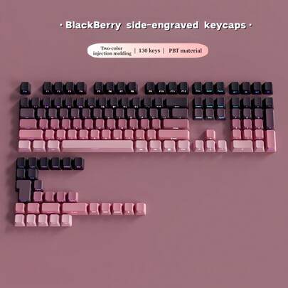 1 pieza Teclas translúcidas con grabado lateral, degradado multicolor personalizado apto para teclados mecánicos, PBT micro-arenado 130 teclas - compatible con MX estándar, BOX y otros interruptores con vástago en forma de cruz, adecuado para diseños de teclado de 64/68/75/87/96/98/100/104/108