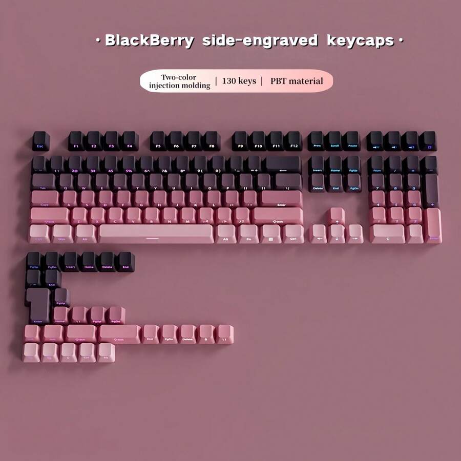 1pc Translucent Side-Engraved Keycaps, Multicolor Gradient Personalized Fit For Mechanical Keyboards, PBT Micro-Sandblasted 130 Keys - Compatible With Standard MX, BOX And Other Cross-Shaped Stem Switches, Suitable For 64/68/75/87/96/98/100/104/108 Keyboard Layouts