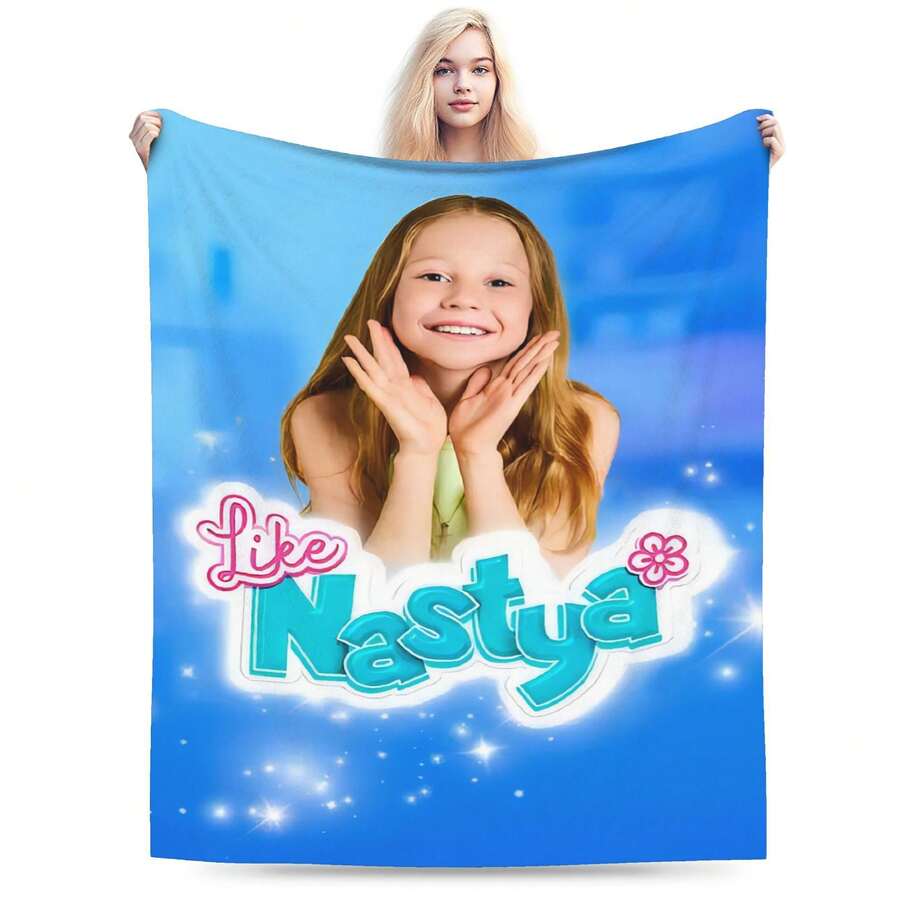 [Cozy Knitted Polyester Throw Blanket] Like Nastya Anime-Themed Glam Flannel Throw Blanket, Ultra-Soft, Digital Print, All-Season Cozy Knitted Polyester Throw, For Couch, Office, Travel, Home Decor, Unique Inspirational Gift For Music Lovers - Trộn màu - Xem 1