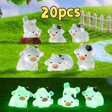 5/10/20pcs DIY Luminous Small Cows, Luminous Mini Resin Animal Small Cows, Mini Toys, Handmade Decoration Accessories, Luminous Small Cows In The Dark, Suitable For Holiday Gifts, Sock Gifts, Party Gifts, Prank Games, Landscape Gardens