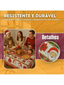 Toalha de Mesa Oxford Natal Estampada Sortida Papai Noel Vermelho Verde Enfeites Natalinos Ceia Jantar Decoração Mesa Cozinha