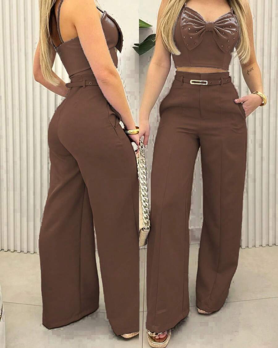 Women's Premium Tailored Pantaloons With Luxury Belt - Rỉ Nâu - Xem 1