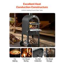 Outdoor Pizza Oven, 12" Pellet Fire Ovens, 2-Layer Pizza Oven Wood Fired, Wood Burning Outdoor Pizza-Oven With 2 Removable Wheels, 1000℉ Max Temperature Fired Pizza-Maker Ovens For Barbecue - Vertical Black 45.8 x 46.4 x 141.8 cm 12-inch - 查看 3
